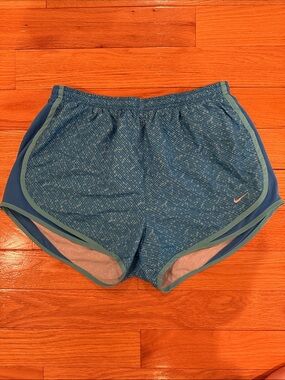 Nike Blue Heathered Women's Running Shorts with Mint Trim
